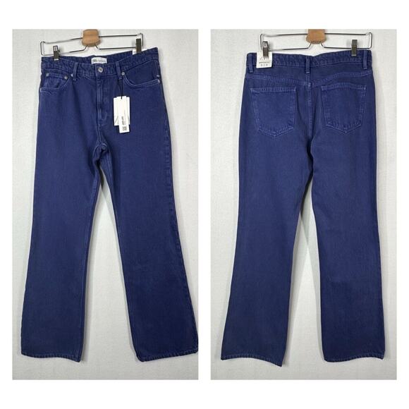 Zara Jeans 8 Royal Blue Bootcut Fit 32 X 33 Cotton Trendy Thick Casual NEW - Picture 1 of 9